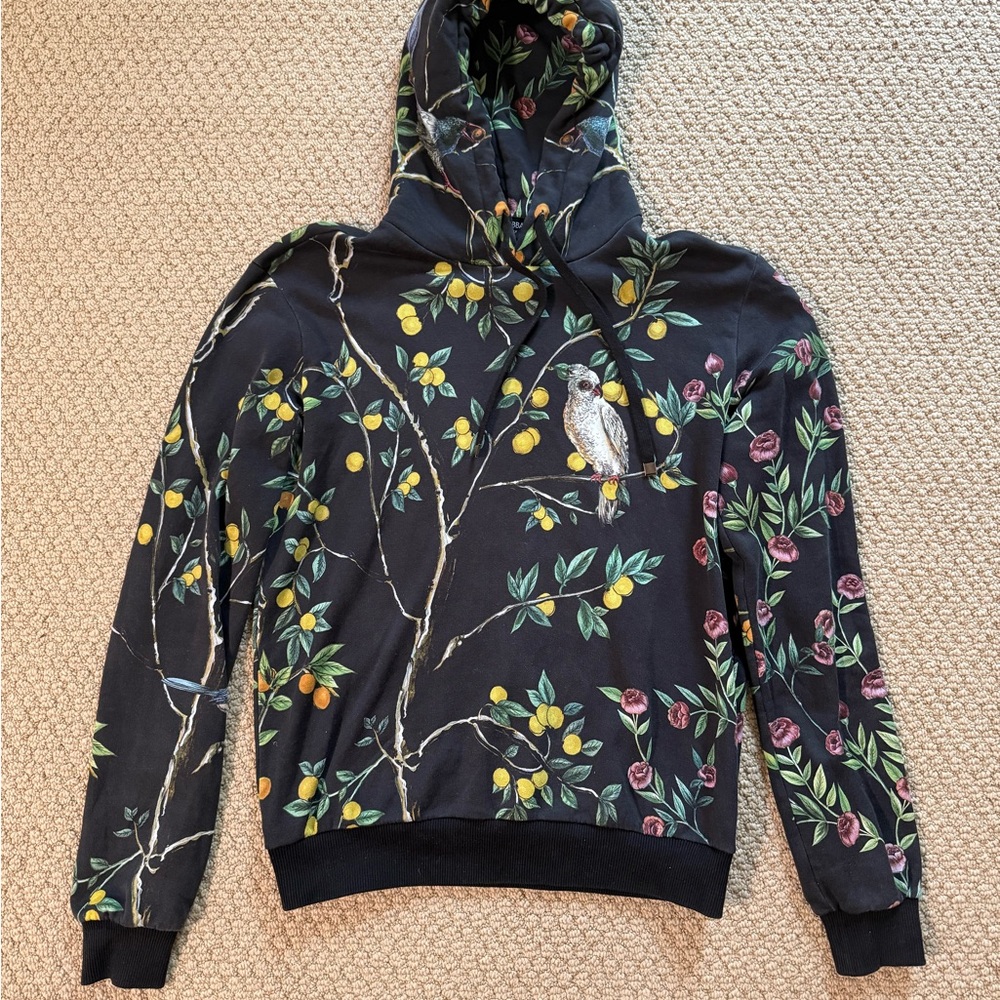 Floral Patterned Black Dolce & Gabbana Hoodie Small 48